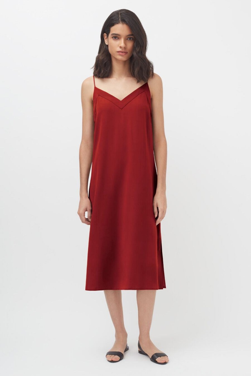 Vestido Cuyana Silk Slip Mujer Rojas | TQU4934CG