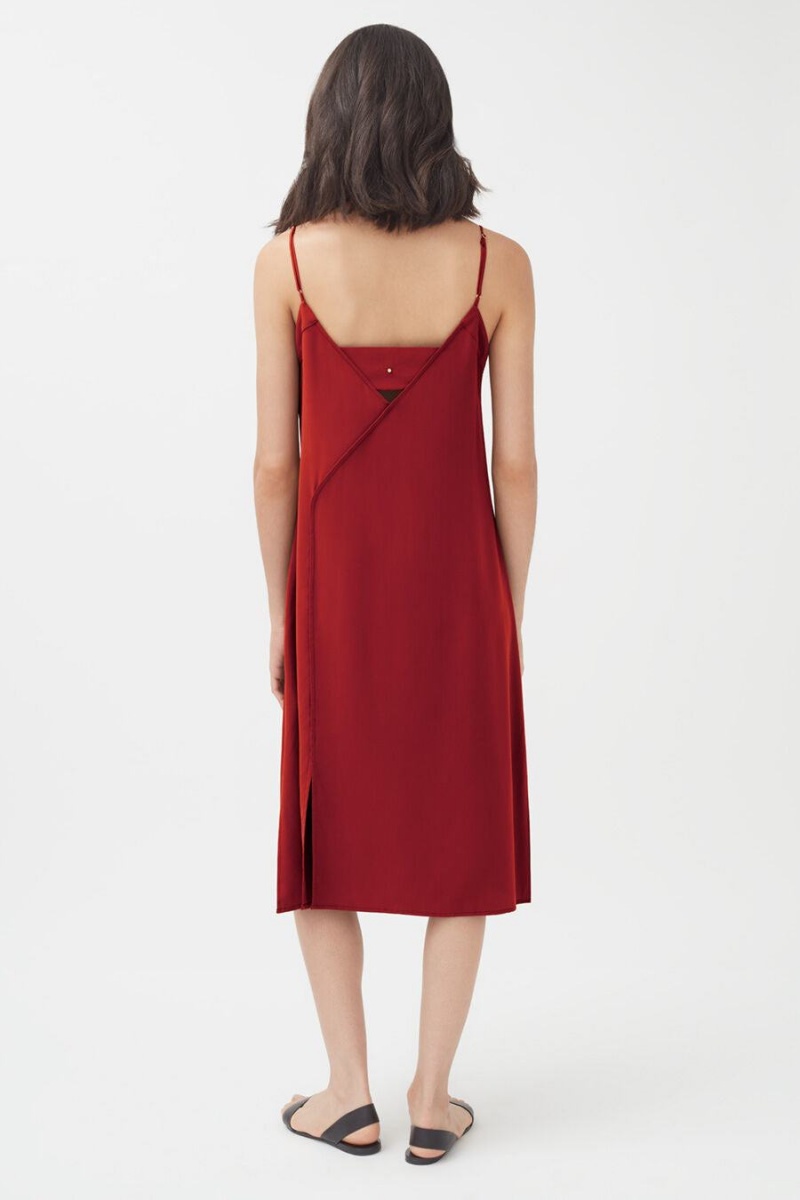 Vestido Cuyana Silk Slip Mujer Rojas | TQU4934CG